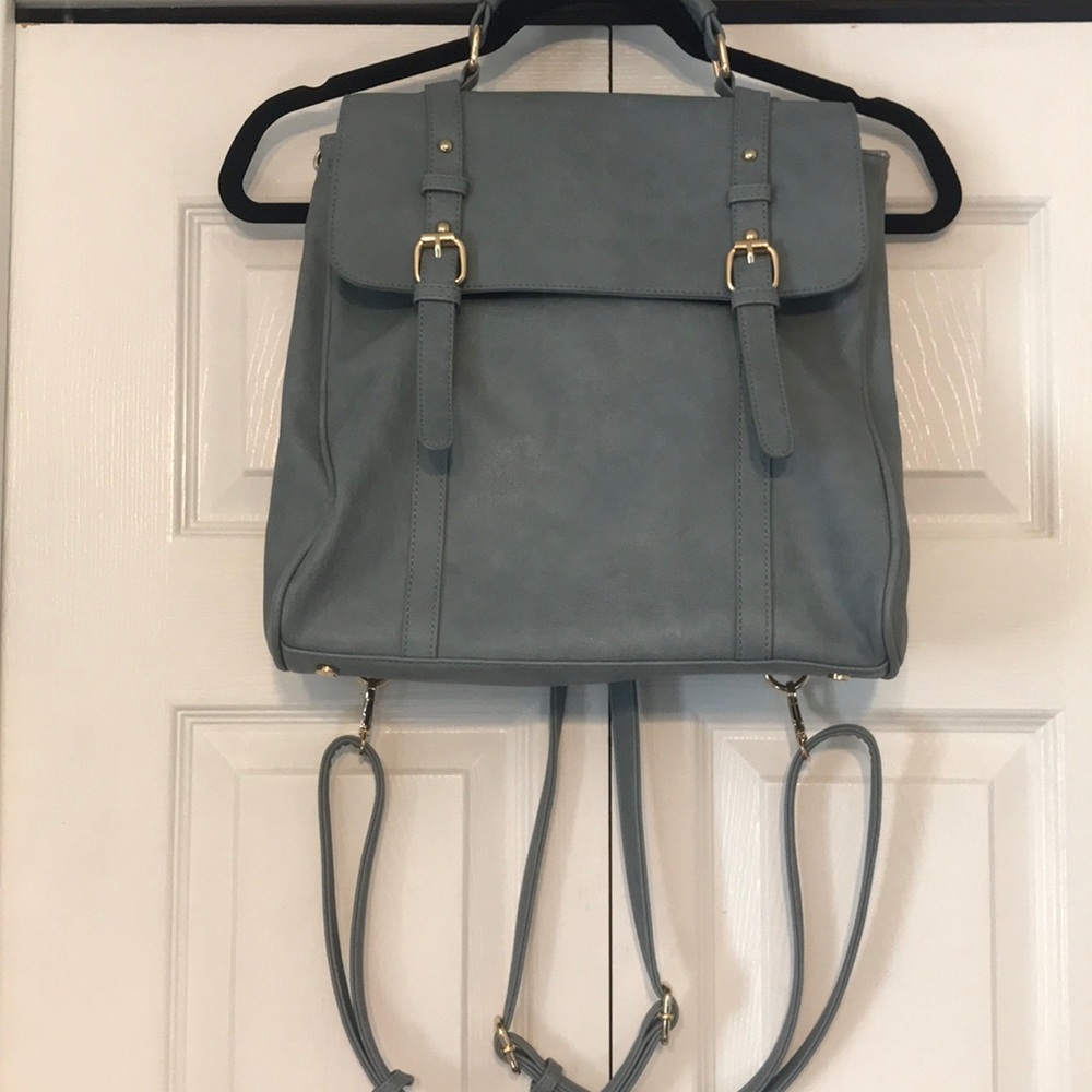 MMS Vegan Leather Elegant Blue Backpack Purse for Women